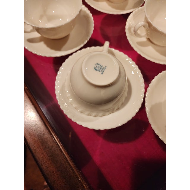 Traditional Seven Lenox Gadroon Pattern Tea Cups and Saucers For Sale - Image 3 of 4