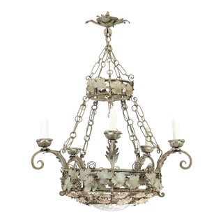 Early 20th Cent. French Two-Tier Chandelier With Vine and Tendril Motif For Sale