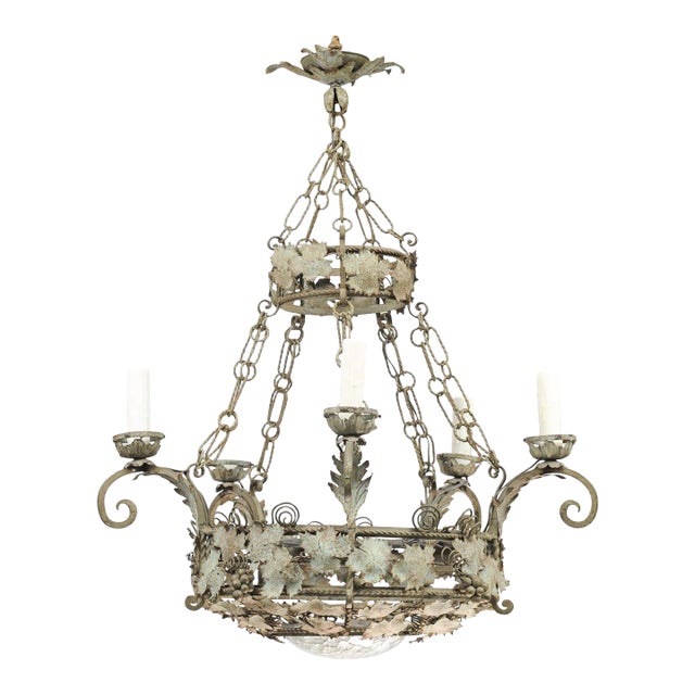 Early 20th Cent. French Two-Tier Chandelier With Vine and Tendril Motif For Sale