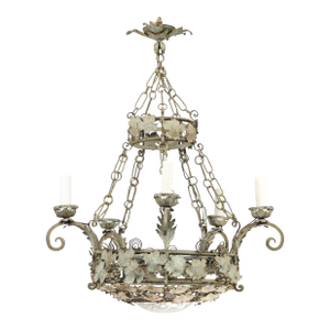 Early 20th Cent. French Two-Tier Chandelier With Vine and Tendril Motif