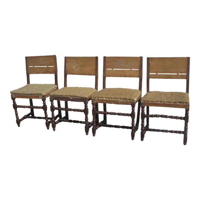 17th Century Italian Walnut Side Chairs - Set of 4 For Sale
