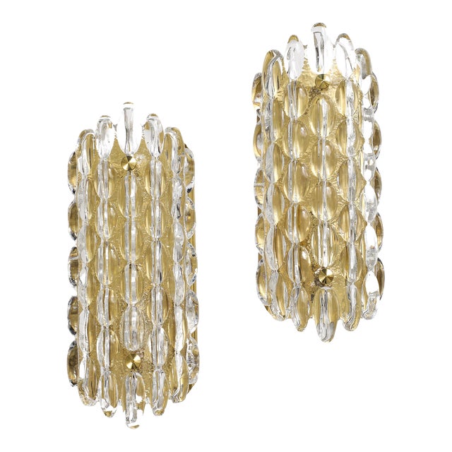 1960's Crystal Bubble Sconces by Carl Fagerlund for Orrefors - a Pair For Sale