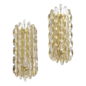 1960's Crystal Bubble Sconces by Carl Fagerlund for Orrefors - a Pair