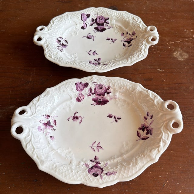 Pair of Antique Job Ridgway Cauldon Place Double-Handled Trays, Pattern B1154, Circa 1808-1814 For Sale - Image 12 of 12