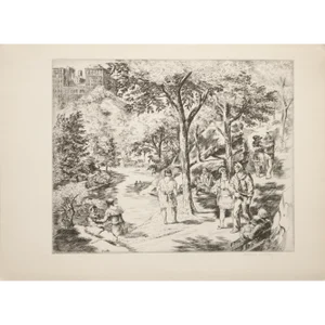 1939 After Harry Wickey "Central Park", First Edition Period Offset Lithograph