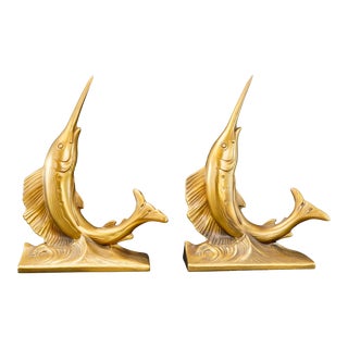Mid Century Marlin Sailfish Bookends by Pm Craftsman Circa 1965- a Pair For Sale