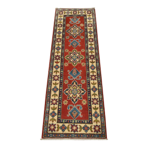 Kazak Runner 2’1” X 6′ Red Wool Tribal Hand-Knotted Oriental Rug