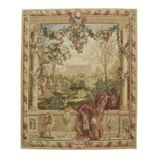 Vintage Tapestry Depicting an Artist in His Private Garden For Sale