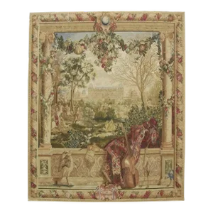 Vintage Tapestry Depicting an Artist in His Private Garden