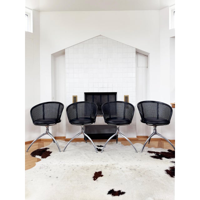 Pair Rizzatto Alias 901 Young Lady Chair W/ Black Seat & Cane Aluminum Frame-2pc (4 Avail.) For Sale - Image 6 of 16