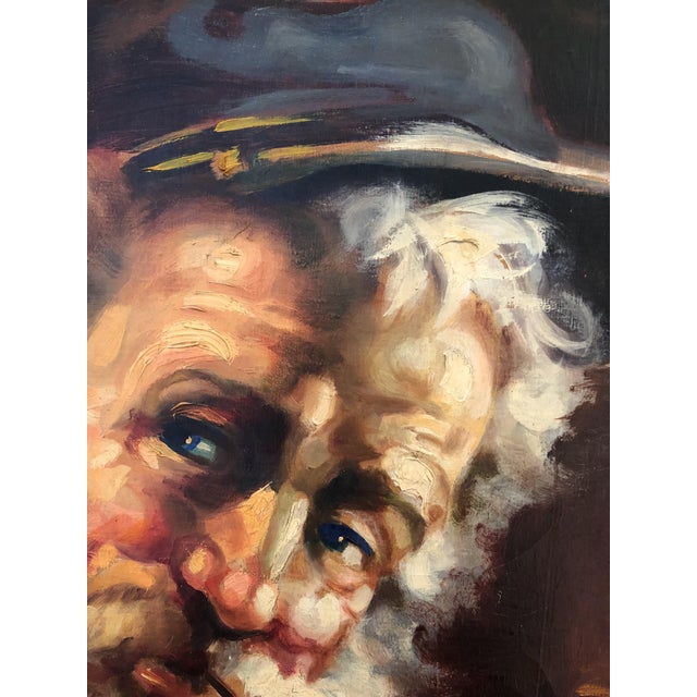 Alberto Cecconi, Man with a Pipe, 1950s, Oil on Canvas, Framed For Sale - Image 4 of 13