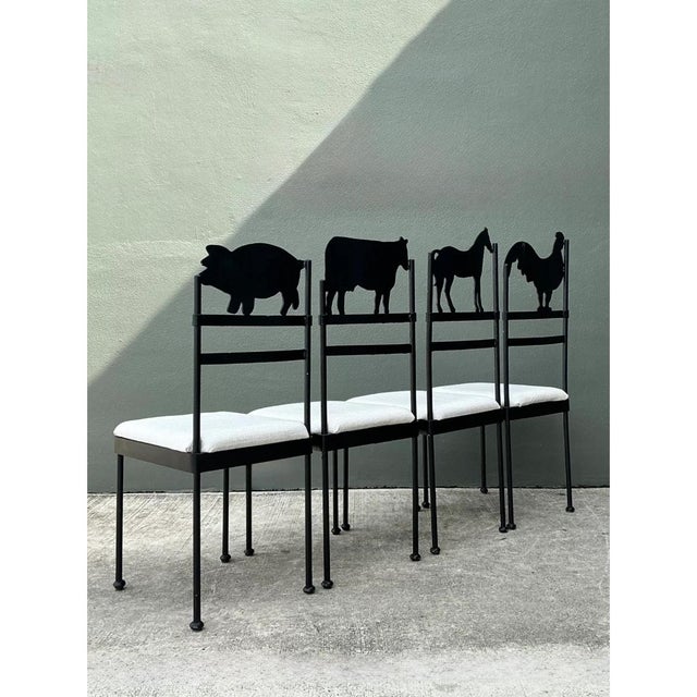 Vintage Metal Farm Animal Chairs - Set of 4 For Sale - Image 11 of 12