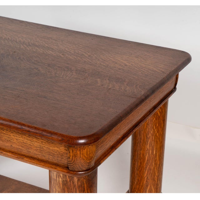 Antique Arts & Crafts Oak Writing Table / Console For Sale - Image 13 of 15