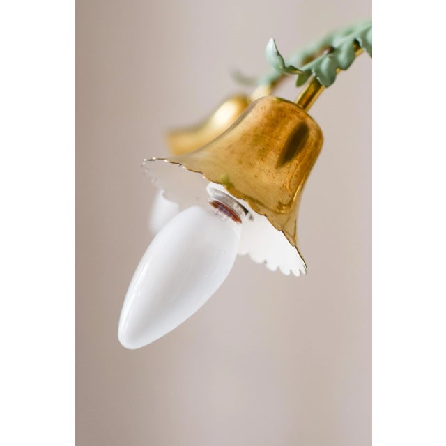 Italian 12-Arm Chandelier with Green Leaves, 1960s For Sale - Image 9 of 12