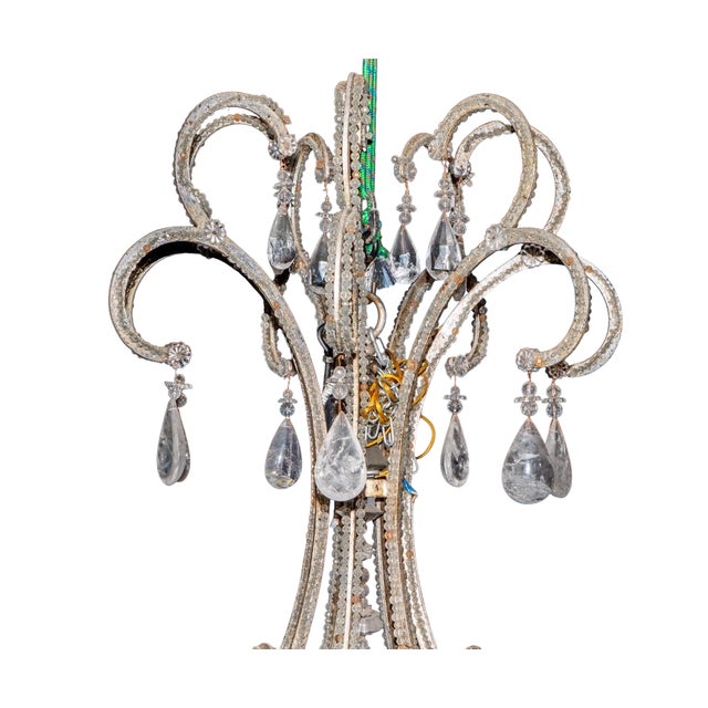 Huge Ebanista Silver Gilt Metal & Rock Crystal Chandelier For Sale - Image 4 of 5