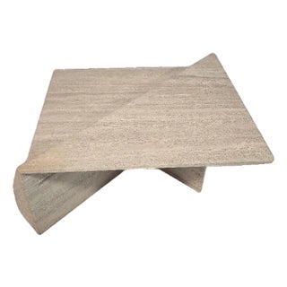 Mid 20th Century Postmodern Travertine Asymmetrical Sculptural Coffee Table For Sale