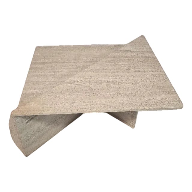 Mid 20th Century Postmodern Travertine Asymmetrical Sculptural Coffee Table For Sale