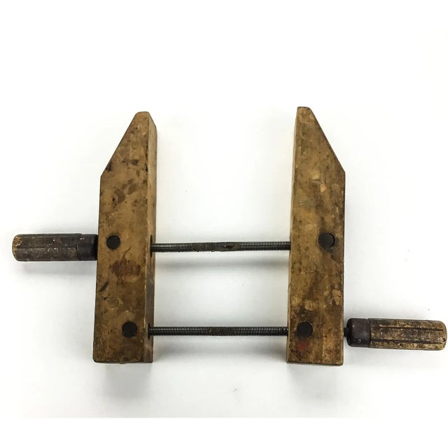 American Vintage Solid Wood Carpenter Screw Clamp For Sale - Image 3 of 10