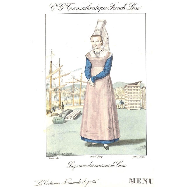 French s.s. "Normandie" Set of 10 C1935 Transatlantique Menus For Sale - Image 3 of 12