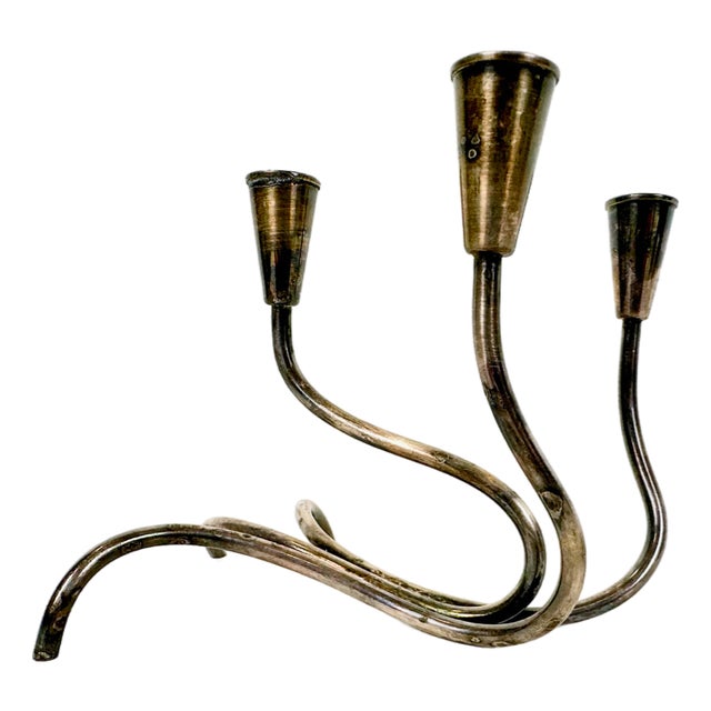 Mid-Century Modern Silver Plated Candlestick by Carl Christensen, 1960s For Sale