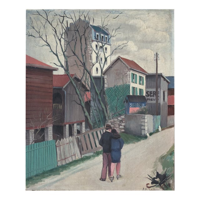 John Reitz, Promenade d'amoureux, 1929, Oil on Canvas For Sale