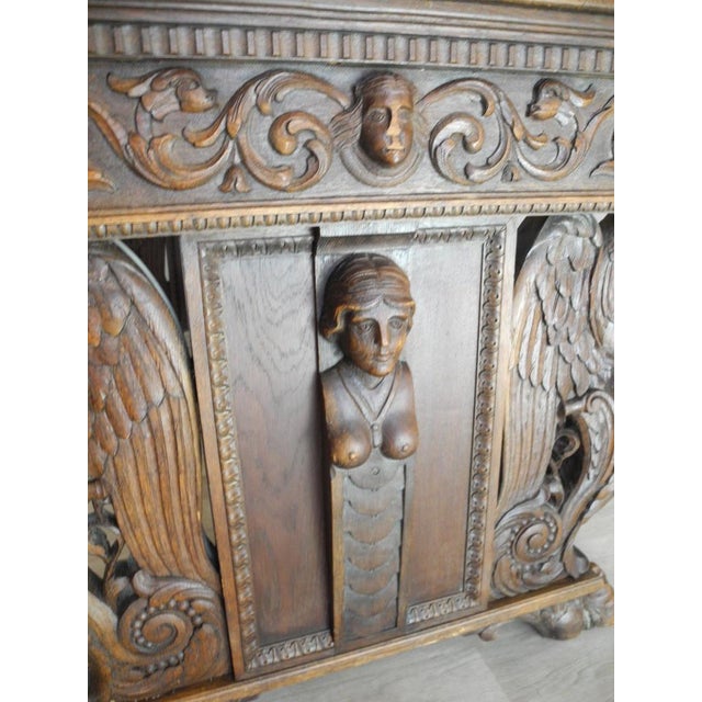 1920s Vintage Art Deco Eagle Ornate Desk, 1920s For Sale - Image 5 of 18