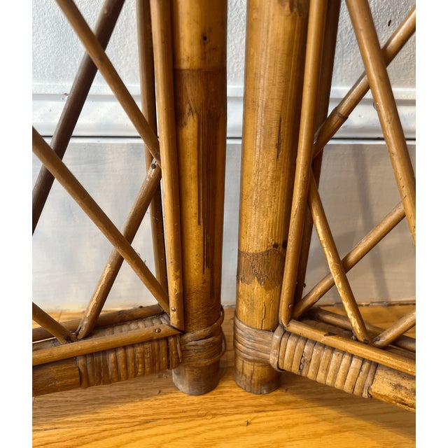 Mid-Century Modern Vintage Rattan Folding Screen For Sale - Image 3 of 5