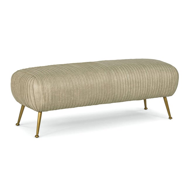 Wood Regina Andrew Beretta Leather Bench, Cappuccino For Sale - Image 7 of 7