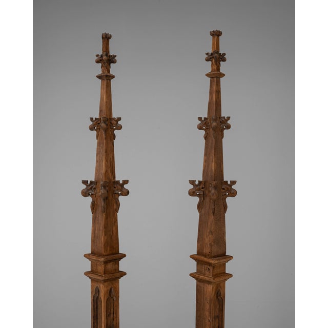 1900s French Oak Gothic-Style Building Spires - A Pair For Sale - Image 4 of 18