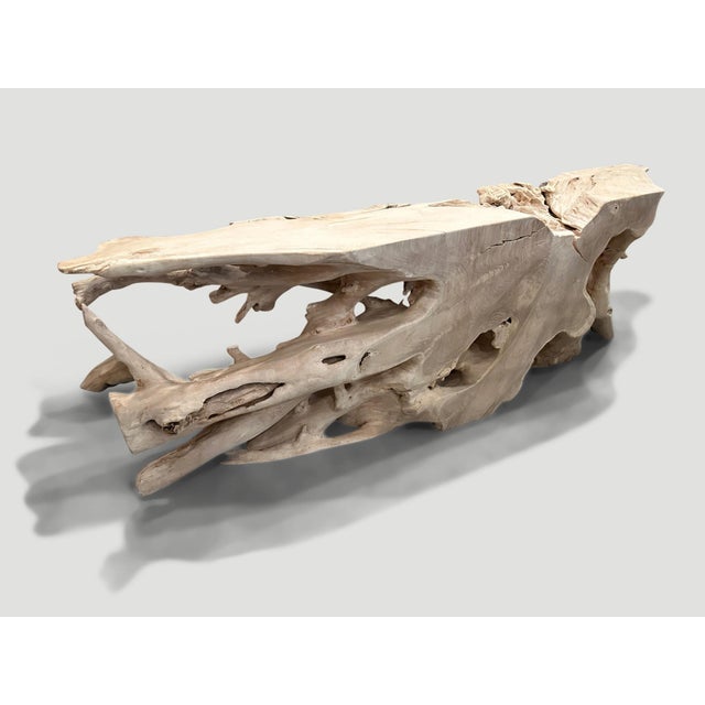 Andrianna Shamaris Monumental Bleached Teak Wood Console Table For Sale - Image 4 of 5