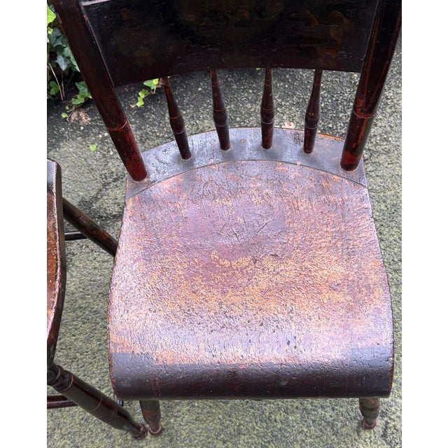 Mid 19th Century Paint Decorated Spindle Back Chairs - A Pair For Sale In New York - Image 6 of 12