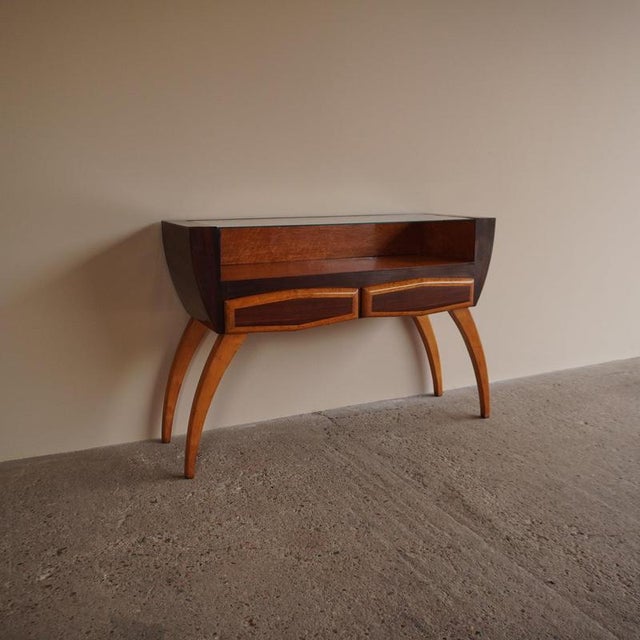 Sculptural Walnut Console Table, in Good conditions.
