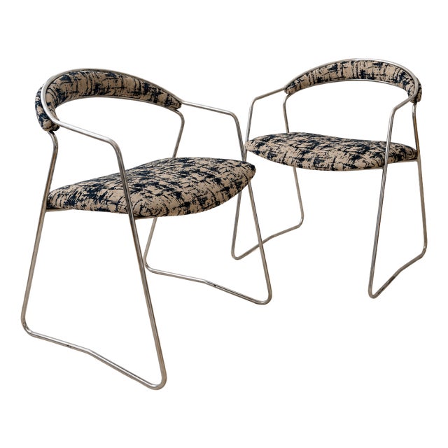 Vintage Space Age Chairs in Chrome, 1980s, Set of 2 For Sale