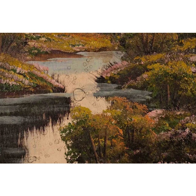 Traditional Mid 20th Century Signed Fall Landscape Oil Painting in Ornate Gilt Frame For Sale - Image 3 of 4