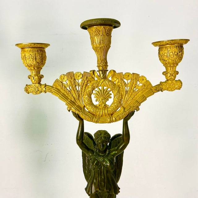 Metal Early 19th C. Antique French Empire Pierre-Philippe Thomire Winged Nike Victory Candelabras - A Pair, Attributed For Sale - Image 7 of 18
