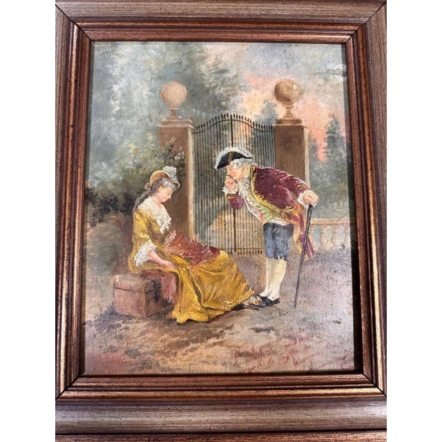 Unknown, Gallant Scene, 1800s, Oil on Panel, Framed For Sale - Image 5 of 6