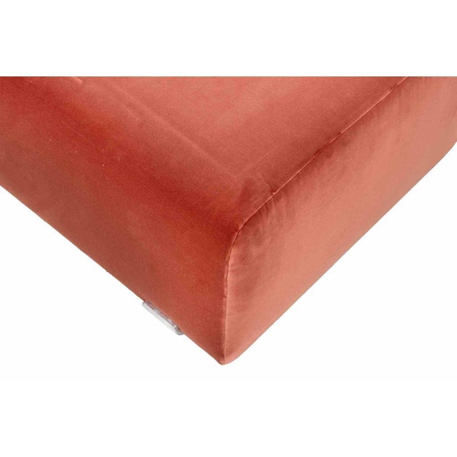 Italian Velvet Ottomans in Red Upholstery, 1970s, Set of 5 For Sale - Image 6 of 9