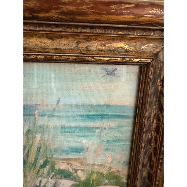 Textile Early 20th Century Original Florence White Williams Coastal Landscape | Impressionist Style Oil Painting | Framed Seascape For Sale - Image 7 of 8