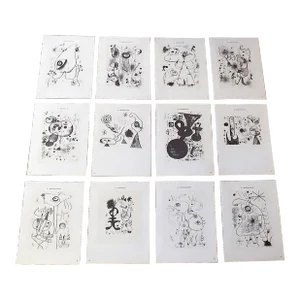 Vintage Mid 20th C. Modern Abstract Joan Miro Lithographs - Set of 12