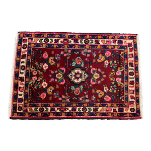 1990s Handwoven Persian Hamedan Area Rug 2'2" X 3'3"
