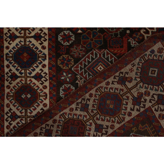Red Hand-Knotted Antique Persian Qashqai Rug in Red, Black, Blue Geometric Pattern For Sale - Image 8 of 8