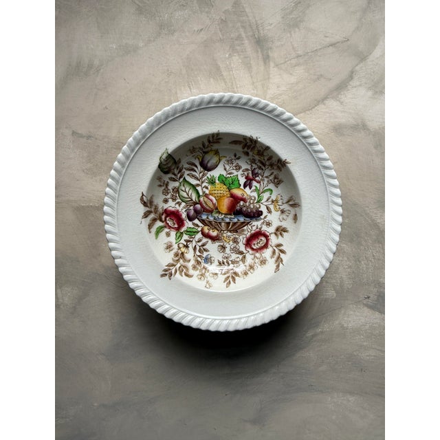 Ceramic Vintage Pomona Windsor Ware 8” Soup Bowls | Johnson Bros England | c.1940–1950 | Set of 7 Hand-Colored Earthenware For Sale - Image 7 of 12