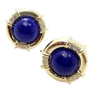 Tiffany & Co. 18k Yellow Gold Diamond Lapis Lazuli Earrings