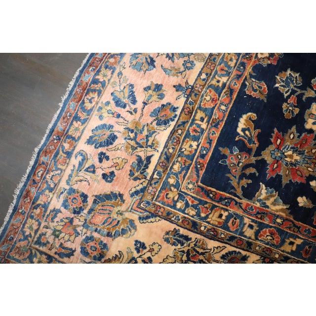 Early 20th Century Zabihi Collection Oversize Manchester Wool Navy Persian Sarouk Rug - 11'6" x 25'2" For Sale - Image 12 of 12
