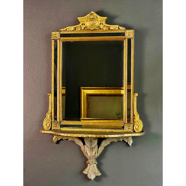 French 19th Century French Adam Style Carved Giltwood Beveled Mirror With Shelf For Sale - Image 3 of 11