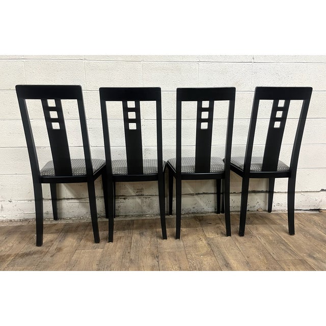 Josef Hoffmann Postmodern Black Ebonized Slot Back Dining Chairs - Set of 4 For Sale In Kansas City - Image 6 of 10