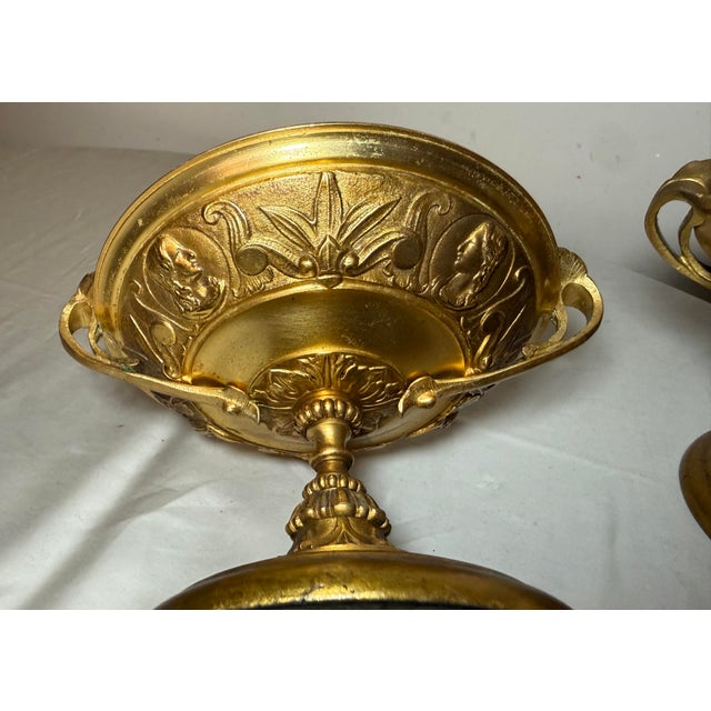 Wood Pair of Antique 19th Century Gilt Bronze Wood Tazza Centerpiece Bowl Compote For Sale - Image 7 of 13