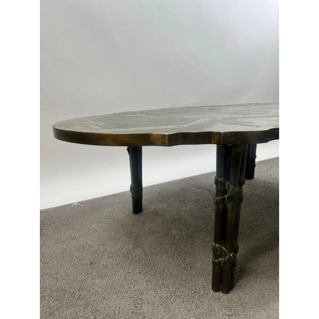 Philip and Kelvin LaVerne Rare Philip & Kelvin LaVerne "Chan Boucher'" Signed Bronze & Pewter Coffee Table For Sale - Image 4 of 18