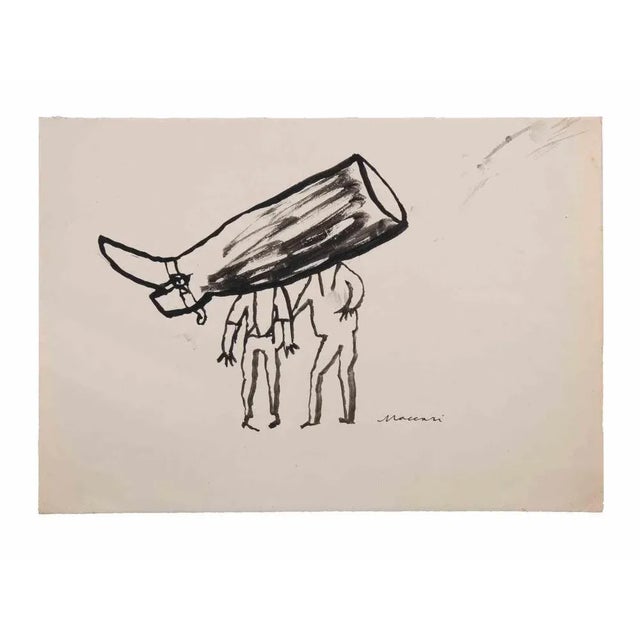 Watercolor drawing on paper realized by Mino Maccari in 1940s. Hand signed lower left. Very good condition. This piece is...