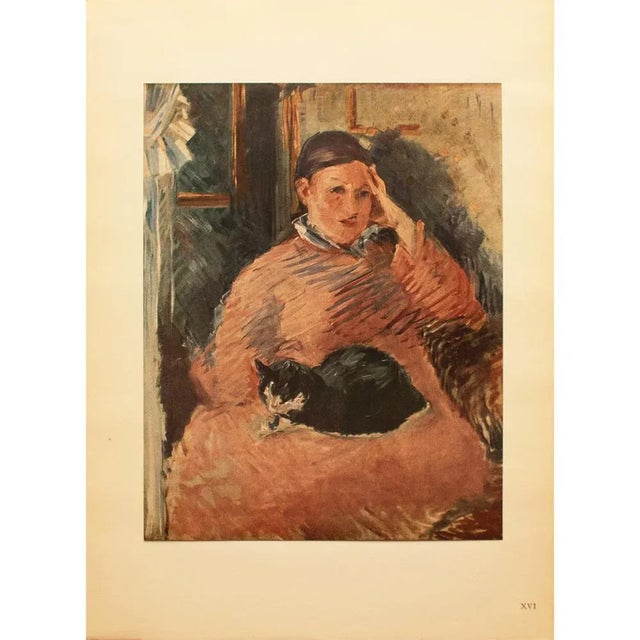A lovely full-color print of oil painting "Woman With a Cat" (1882-1883) by Edouard Manet. Comes from a rare First Limited...